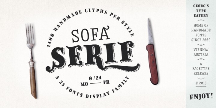 Ejemplo de fuente Sofa Serif Hand Mono 3D